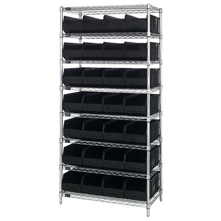 QUANTUM STORAGE SYSTEMS Stackable Shelf Bin Steel Shelving Systems WR8-483BK